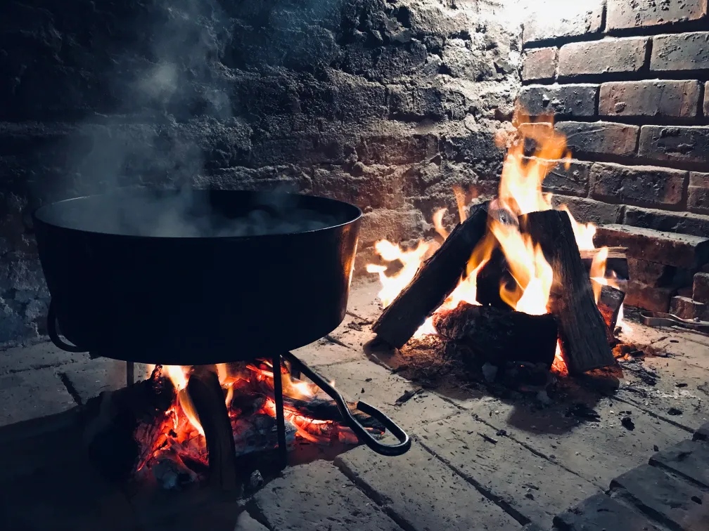 Fireplace and braai area at Tarantula Guesthouse